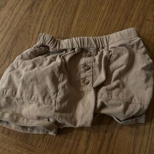 Kids Neutral Tan Elastic-Waist Cotton Shorts